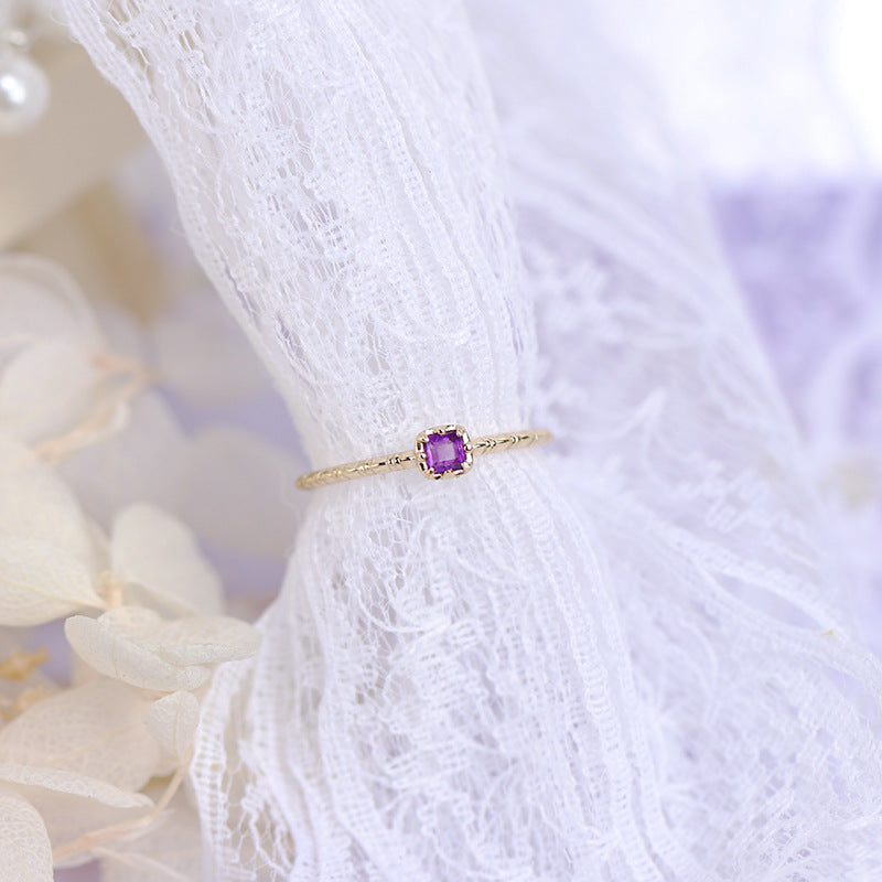 14K Gold Amethyst Ring, Aquarius Ring