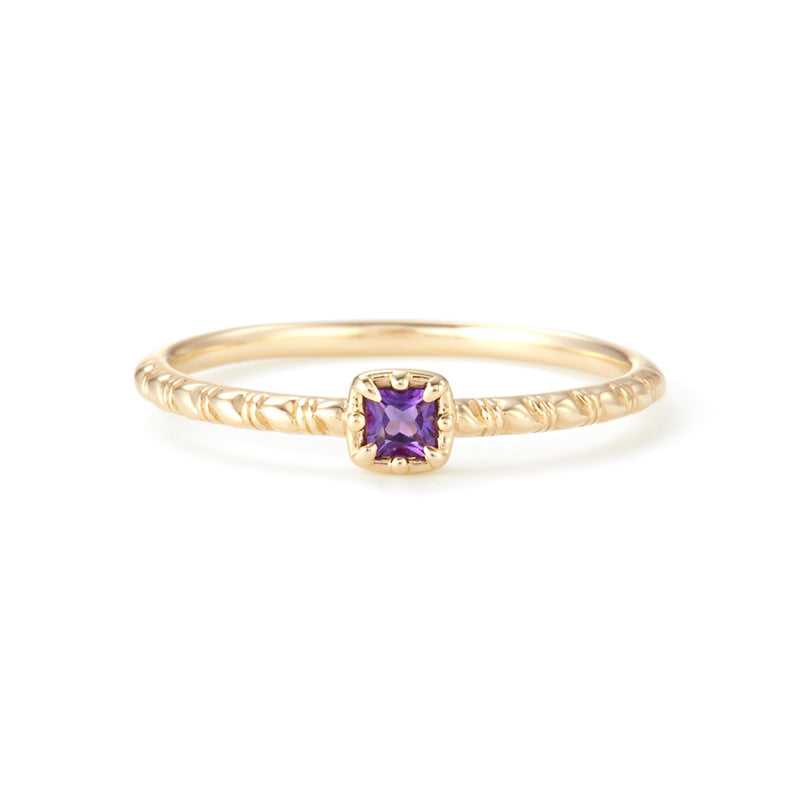 14K Gold Amethyst Ring, Aquarius Ring