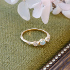 Gold Opal & Moonstone Crystal Ring, Birthstone Ring