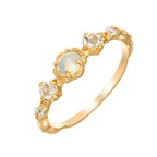 Opal And Moonstone 2 Birthstones Ring 5 Stone Rings | HJZB-351