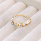 Gold Opal & Moonstone Crystal Ring, Birthstone Ring