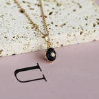 Vintage Black Agate Celestial Ring and Pendant Set