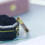 14K Gold Natural Peridot Ring, Eternity Band Ring, Anniversary Gifts