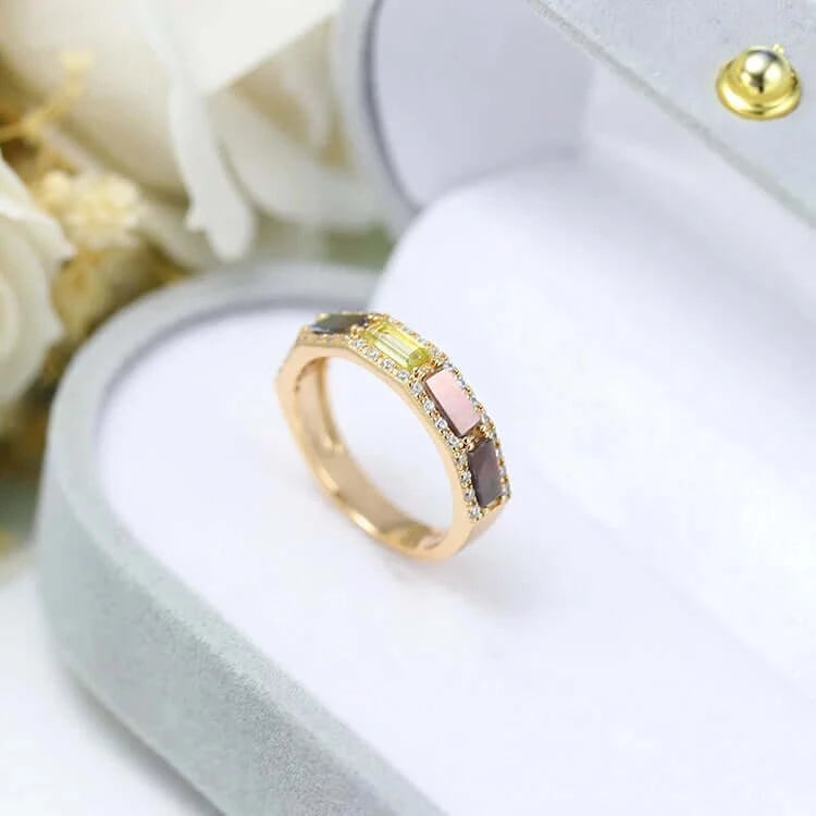 14K Gold Natural Peridot Ring, Eternity Band Ring, Anniversary Gifts