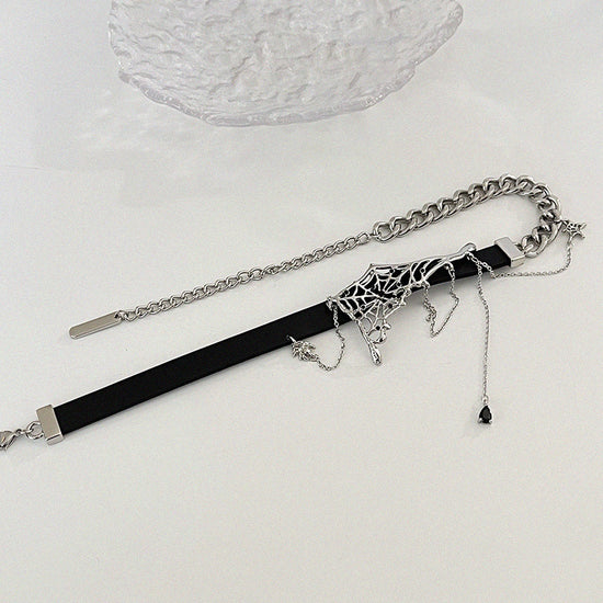 Spider Serpent Black Leather Collar Choker Necklace Punk