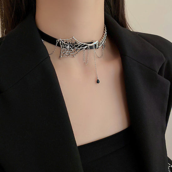 Spider Serpent Black Leather Collar Choker Necklace Punk