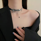 Spider Serpent Black Leather Collar Choker Necklace Punk