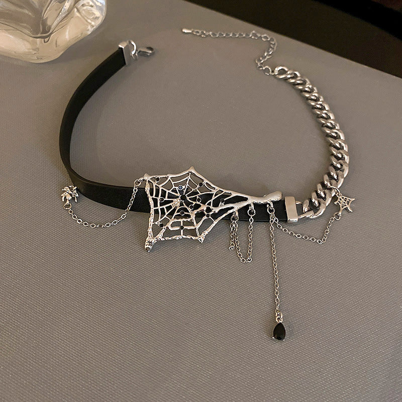 Spider Serpent Black Leather Collar Choker Necklace Punk