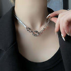 Asymmetric Geometric Box Chain Choker Necklace
