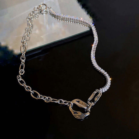 Asymmetric Geometric Box Chain Choker Necklace