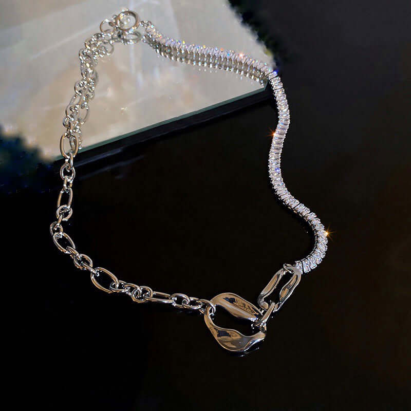 Asymmetric Geometric Box Chain Choker Necklace