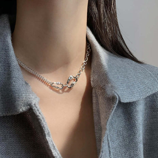 Asymmetric Geometric Box Chain Choker Necklace | HN2037