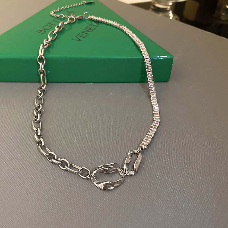 Asymmetric Geometric Box Chain Choker Necklace