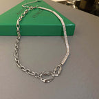 Asymmetric Geometric Box Chain Choker Necklace