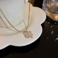 Titanium Four Leaf Clover Pendant Necklace 