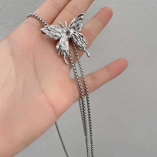 Butterfly Tassel Lariat Sweater Y Necklace