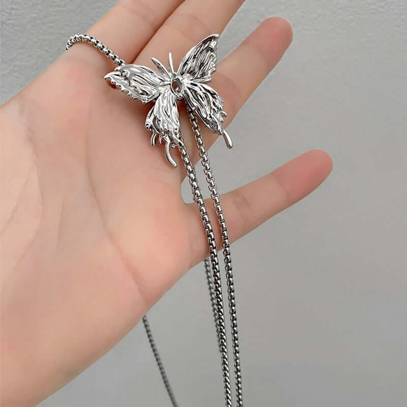 Butterfly Tassel Lariat Sweater Y Necklace