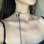 Butterfly Tassel Lariat Sweater Y Necklace