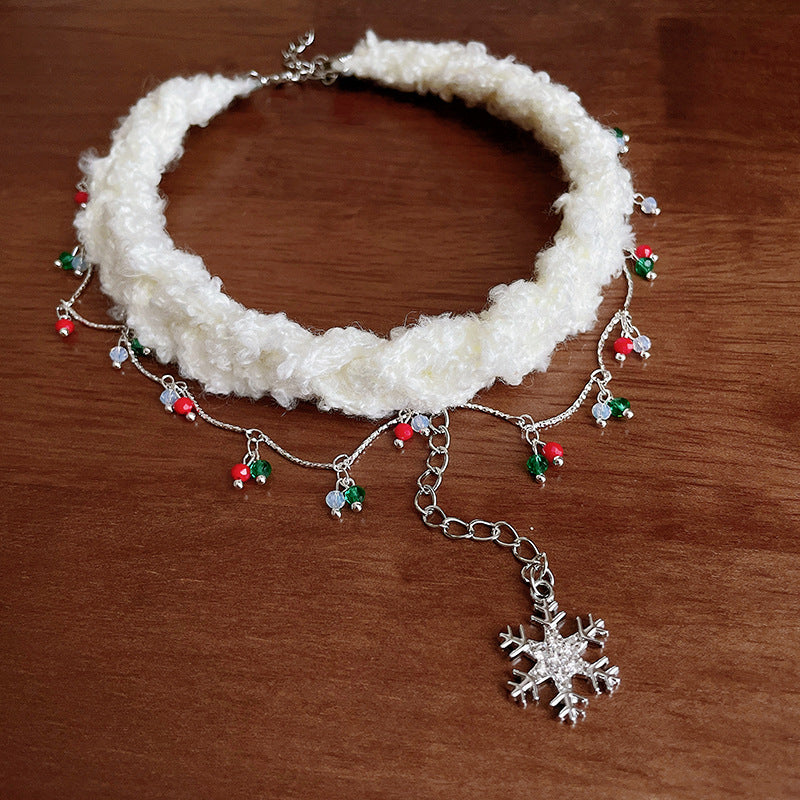 Snowy Collar Furry Christmas Choker Necklace