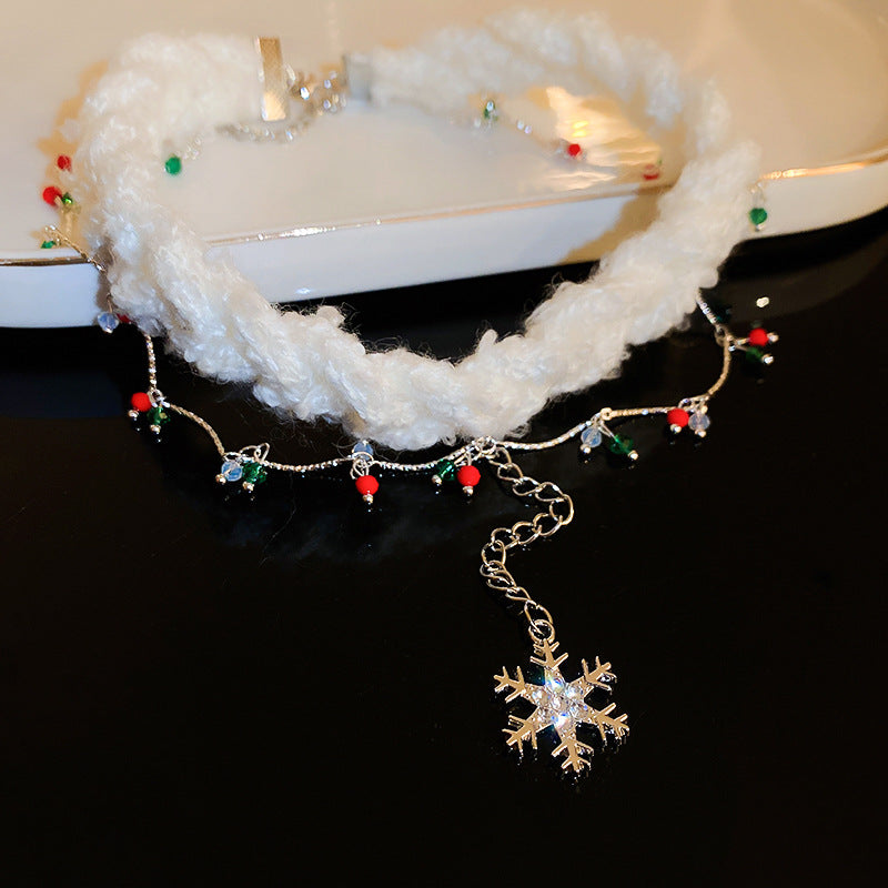 Snowy Collar Furry Christmas Choker Necklace