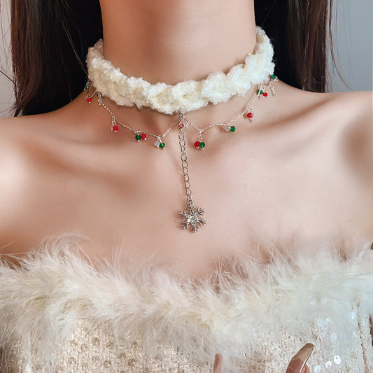 Snowy Collar Furry Christmas Choker Necklace