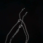 Asymmetric Silver Tassel Pig Nose Layer Chain Necklace