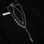 Asymmetric Silver Tassel Pig Nose Layer Chain Necklace