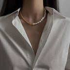 Baroque Freshwater Pearl with Rope Chain Half Necklace