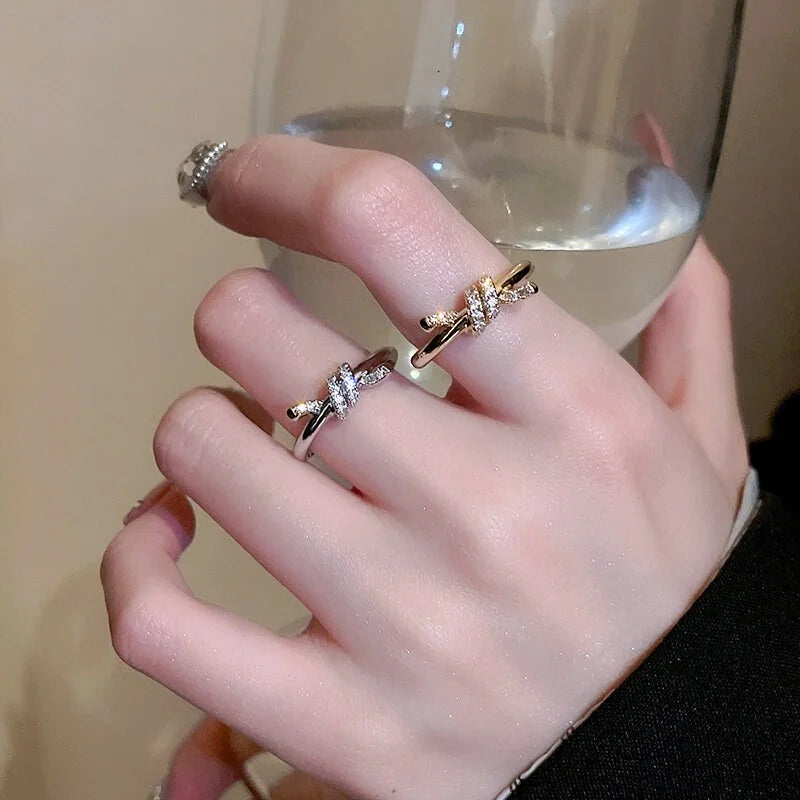 Metallic Gold Plated Twisted Ring, Gold Adjustable Ring | HR1241