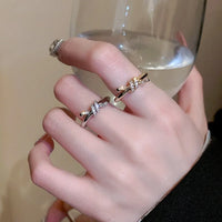 Metallic Gold Plated Twisted Ring, Gold Adjustable Ring | HR1241