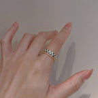 Checkerboard Ring, Cute Eternity Layer Band Ring