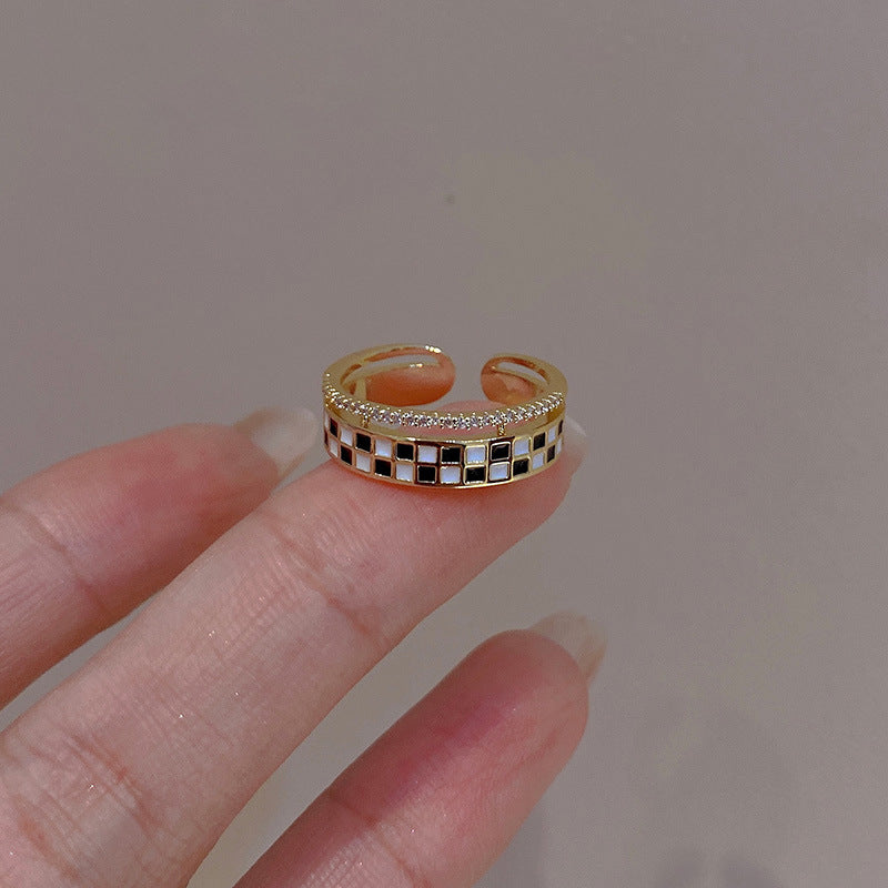 Checkerboard Ring, Cute Eternity Layer Band Ring