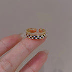 Checkerboard Ring, Cute Eternity Layer Band Ring