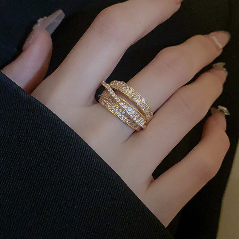 Multi Layer Zircon Stacking Wide Ring