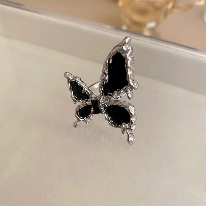 Gothic Black Butterfly Open Ring, Butterfly Ring, Butterfly Jewelry | HR776