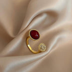 Art Deco Open Cuff 2 Stone Rings | HR870