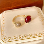 Art Deco Ring, Vintage Gold Ring, Dainty Oval Ring | HR870