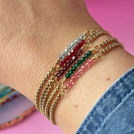 18K Gold Birthstone Beads Chain Bracelet