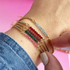 18K Gold Birthstone Beads Chain Bracelet