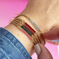 18K Gold Birthstone Beads Chain Bracelet