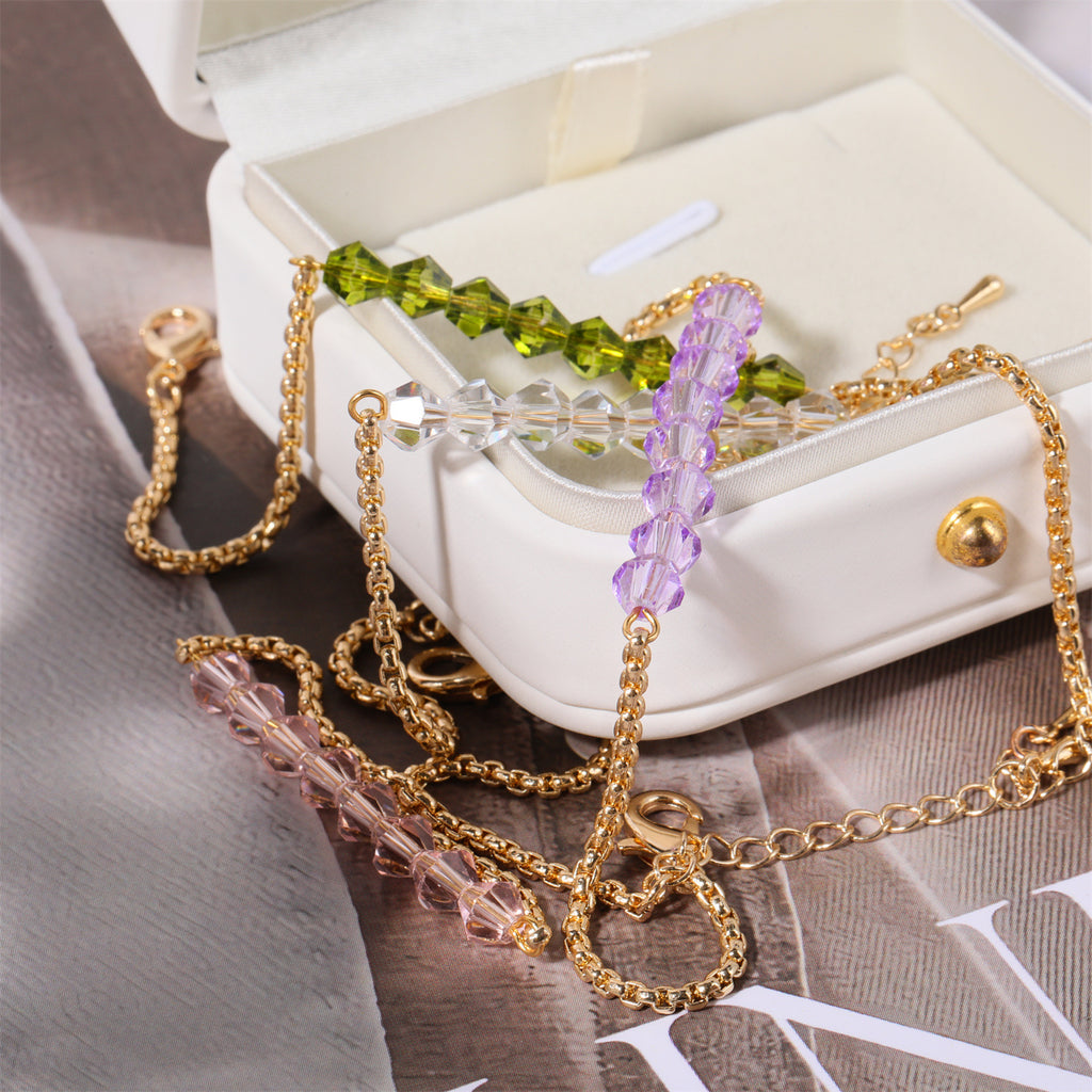 18K Gold Birthstone Beads Chain Bracelet