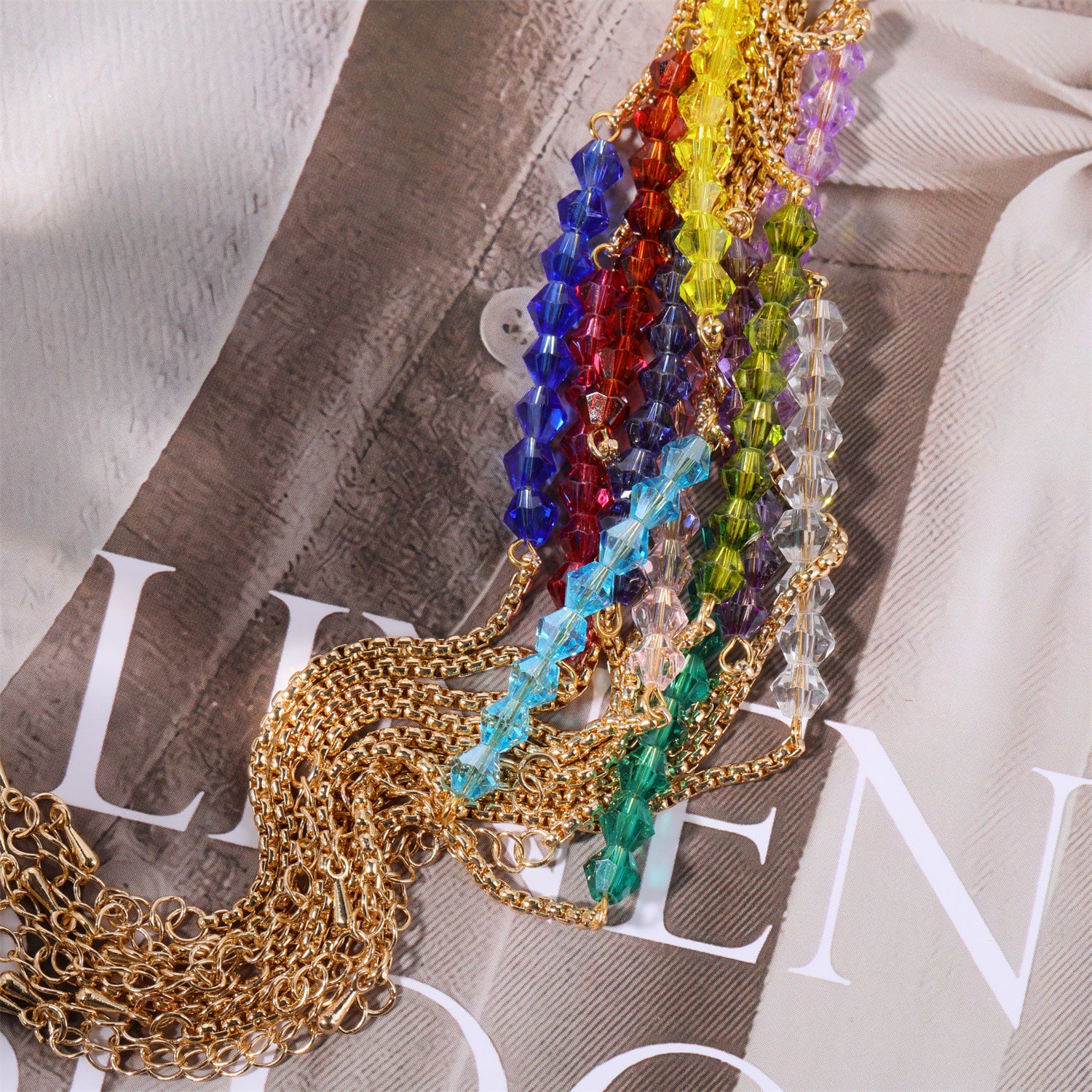 18K Gold Birthstone Beads Chain Bracelet