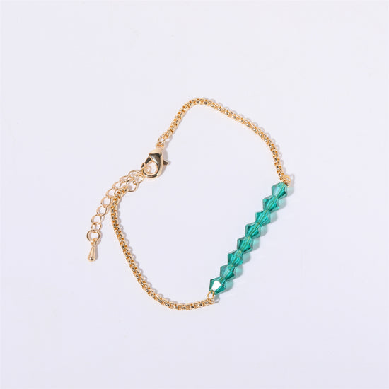 18K Gold Birthstone Beads Chain Bracelet