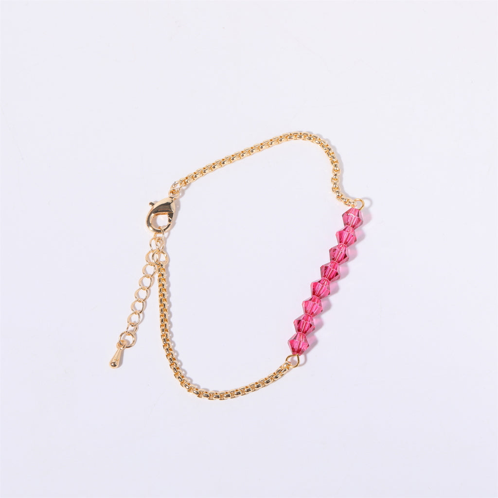 18K Gold Birthstone Beads Chain Bracelet