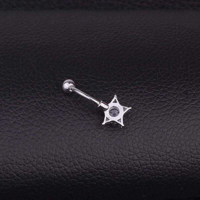 Silver Star Top Mount Belly Ring Body Piercing