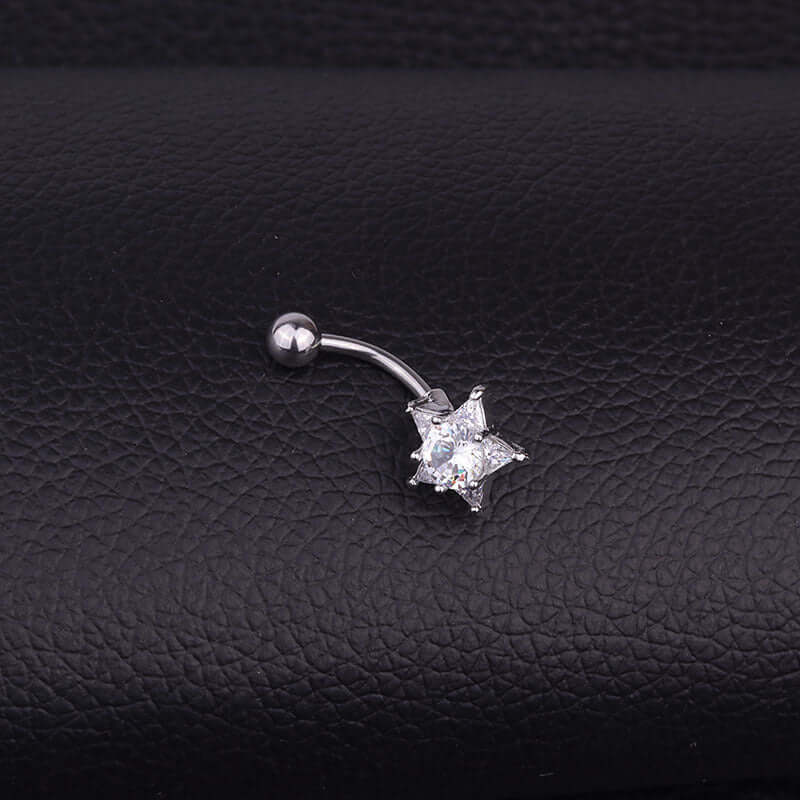 Silver Star Top Mount Belly Ring Body Piercing