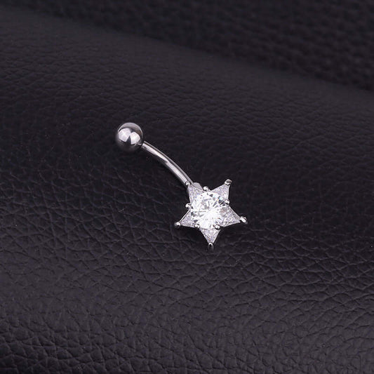 Silver Star Top Mount Belly Ring Body Piercing