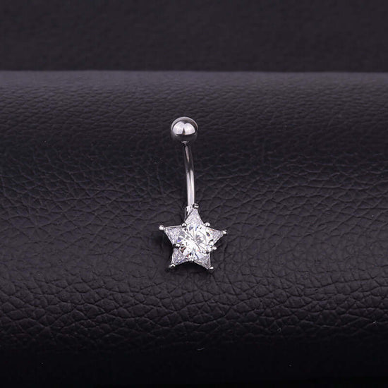 Silver Star Top Mount Belly Ring Body Piercing