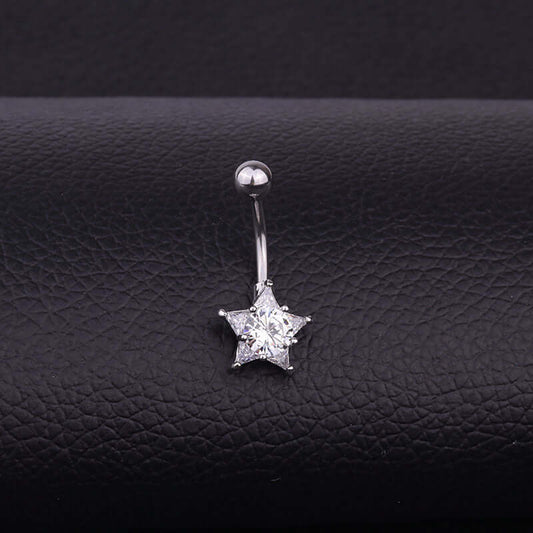 Silver Star Top Mount Belly Ring Body Piercing