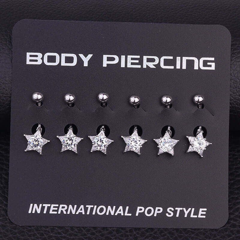 Silver Star Top Mount Belly Ring Body Piercing